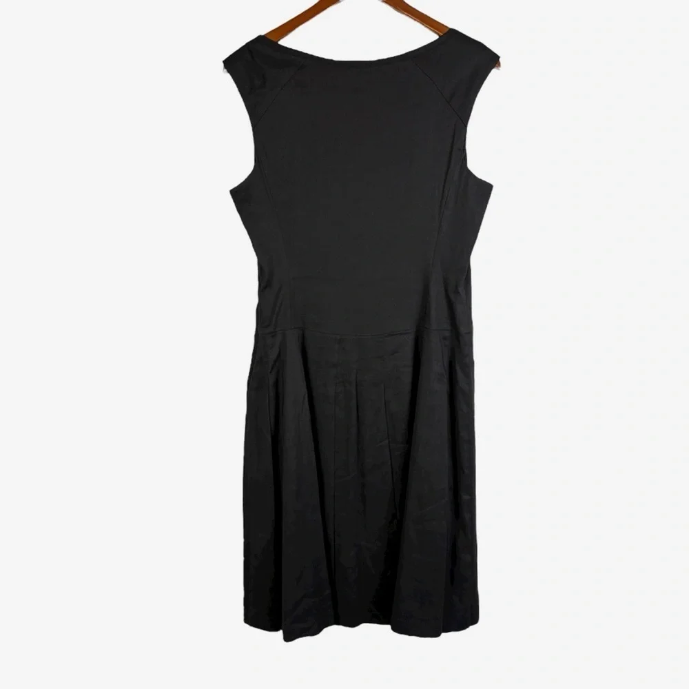 Banana Republic A-Line Linen Blend Dress Size 10 Black Pleated Sleeveless - Picture 4 of 10